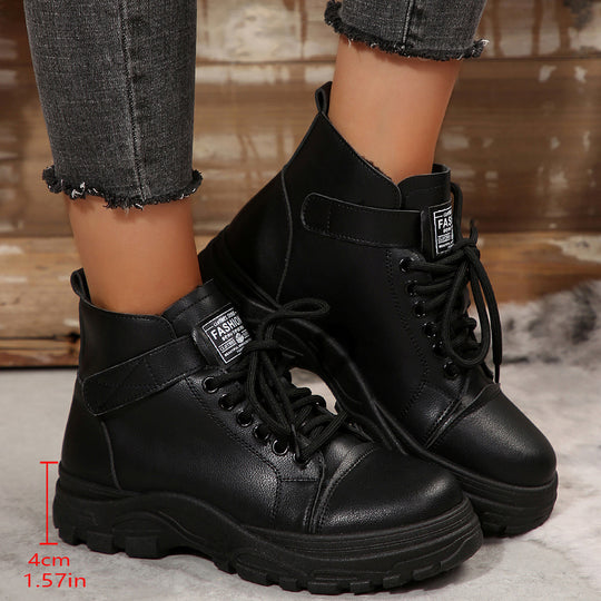 Damen modische Schnürstiefeletten mit hohem Kragen und robustem Profil R&B