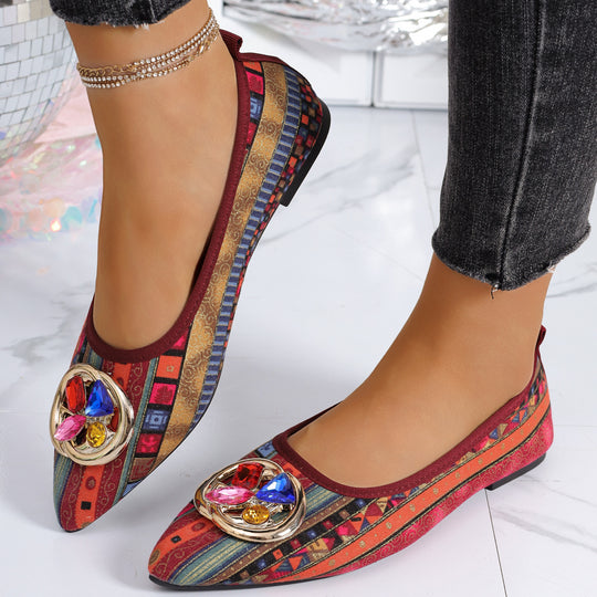 Damen elegante Ballerinas mit funkelndem Schmuckdetail R&B