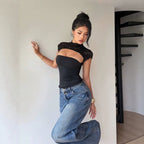 Damen Body mit Spitzenkragen und enganliegendem Schnitt R&B