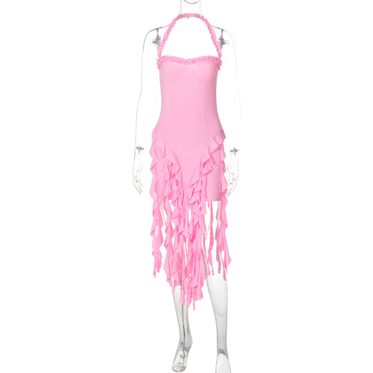 Damen Rüschenkleid mit tiefem Ausschnitt R&B
