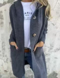 Damen kuschelige Strickjacke mit Kapuze und großen Taschen R&B
