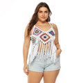 Damen gehäkeltes Crop-Top mit buntem Fransen-Design R&B