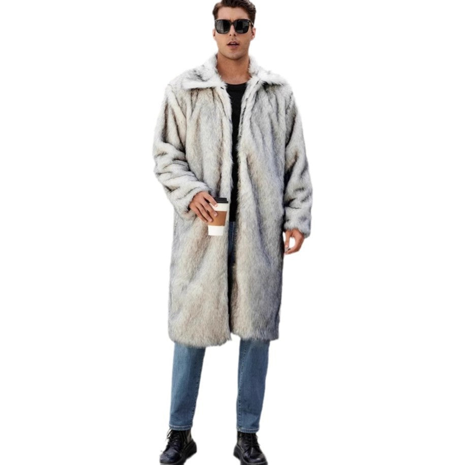 Herren Eleganter Kunstfell-Teddy-Mantel R&B