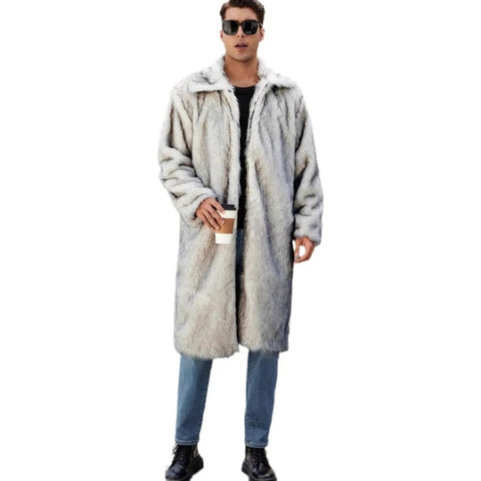 Herren Eleganter Kunstfell-Teddy-Mantel R&B