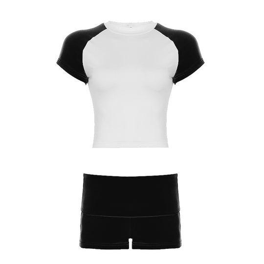 Damen Sportliches Kurzarm-Set mit figurbetontem Schnitt und hohen Bund R&B