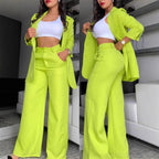 Damen Zweiteiliges Business-Anzug-Set mit weitem Bein und taillierter Jacke R&B