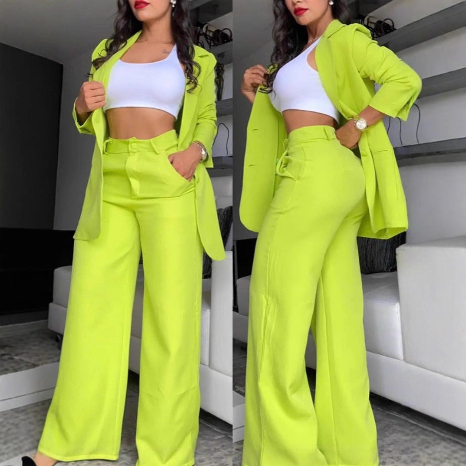 Damen Zweiteiliges Business-Anzug-Set mit weitem Bein und taillierter Jacke R&B