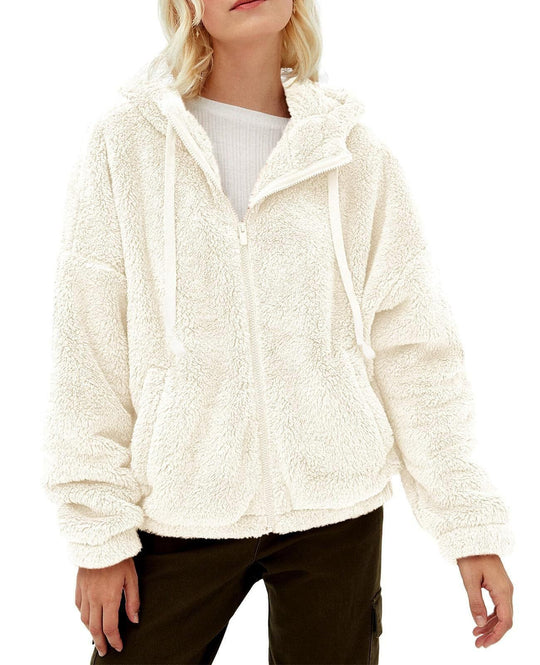 Damen lässige Fleecejacke mit Kängurutasche und Kapuze R&B
