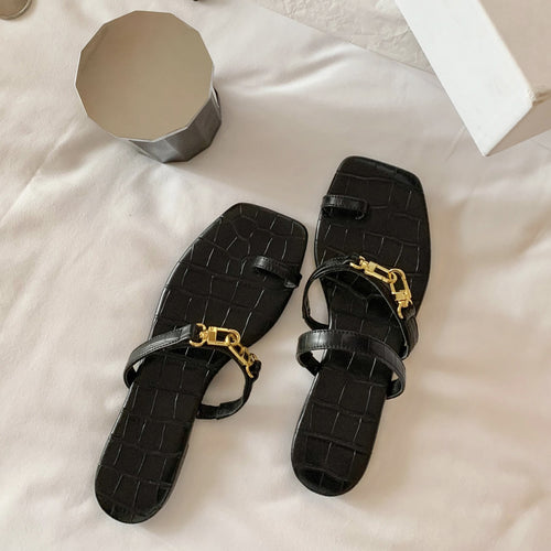 Damen modische Sandalen mit edler Kettenapplikation R&B