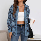 Damen gestreifter Hemdenjacke mit Leopardenmuster R&B