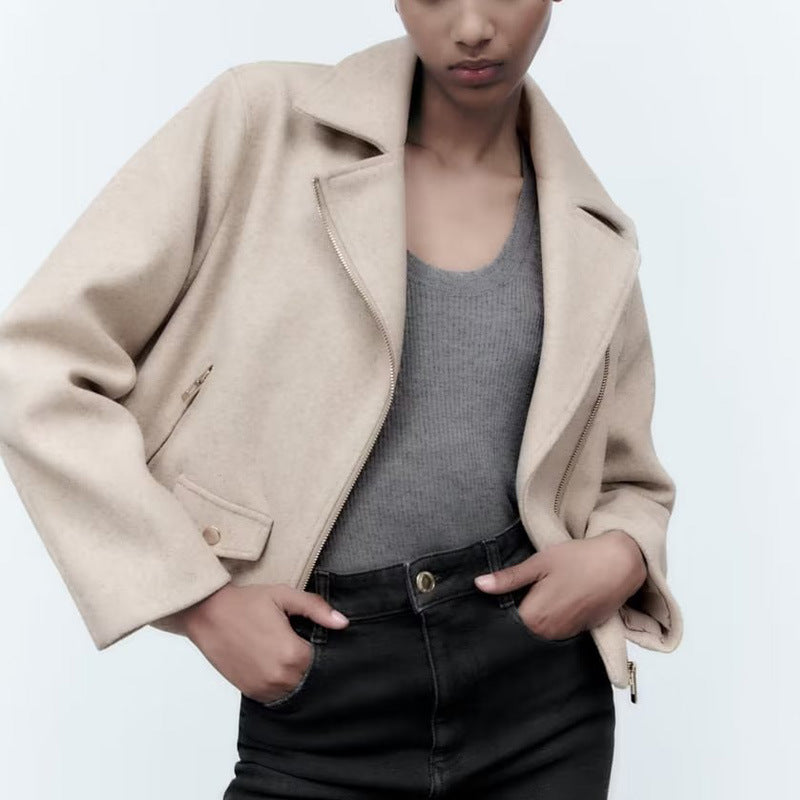 Damen modische Übergangsjacke im lässigen Stil aus weichem Material mit praktischen Taschen R&B