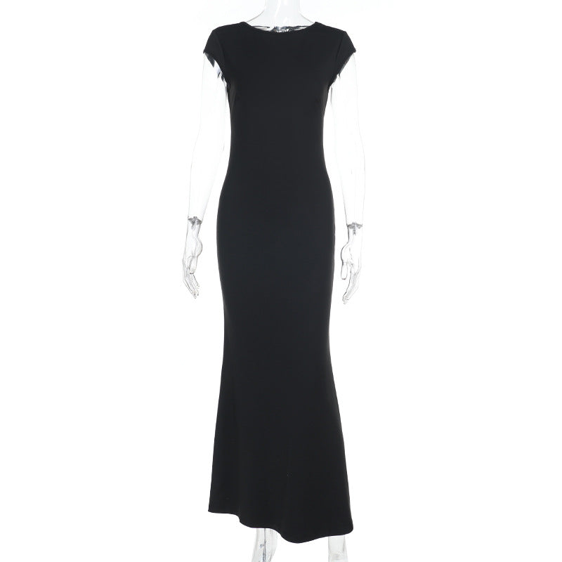 Damen figurbetontes Maxikleid mit elegantem V-Ausschnitt R&B