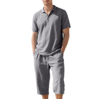Herren nan leichtes Polo- und Bermuda-Set aus seidigem Baumwolljersey R&B