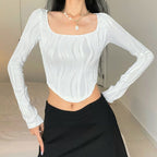 Damen Langarmshirt mit Wellenmuster