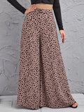 Damen Weite Palazzo-Hose mit modernem Punktmuster und hohem Bund R&B