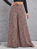 Damen Weite Palazzo-Hose mit modernem Punktmuster und hohem Bund R&B