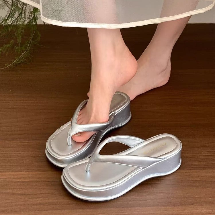 Damen trendige Wedge-Zehentrenner mit elegantem Obermaterial R&B