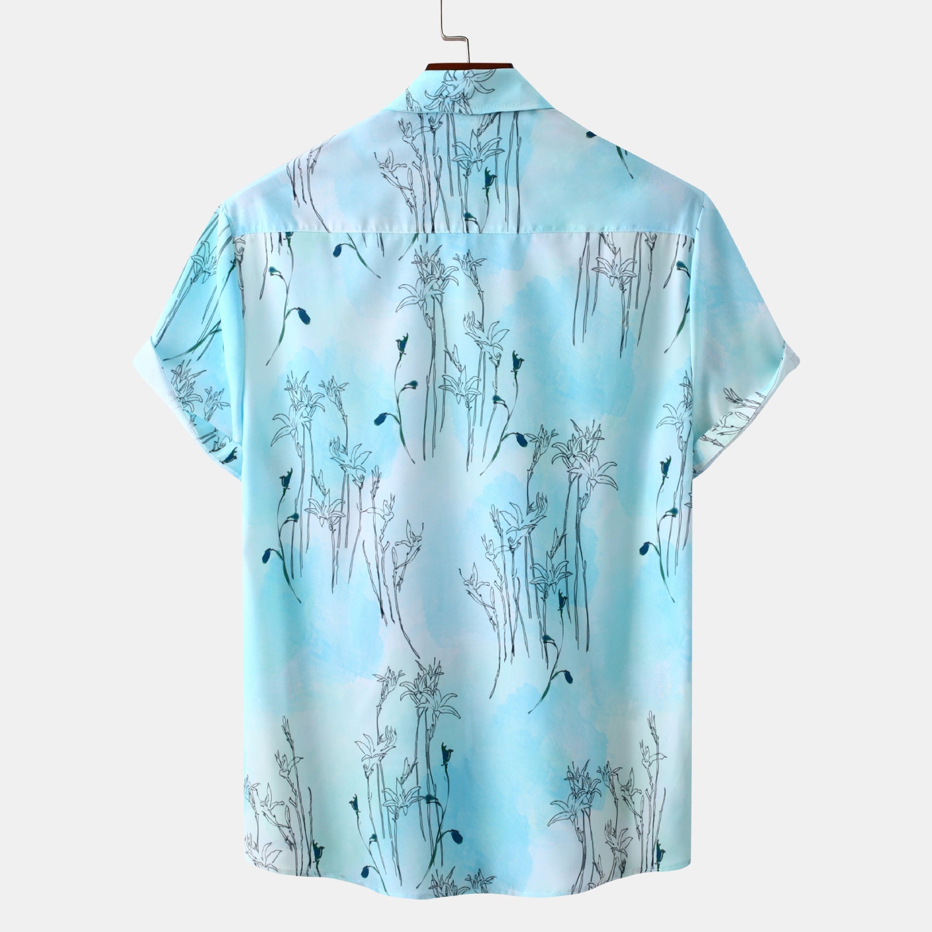 Damen Kurzarmhemd mit floralem Aquarelldruck und lockerer Passform
