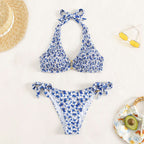 Damen Triangel-Bikini mit verspielten Rüschendetails und elegantem Knotendesign R&B