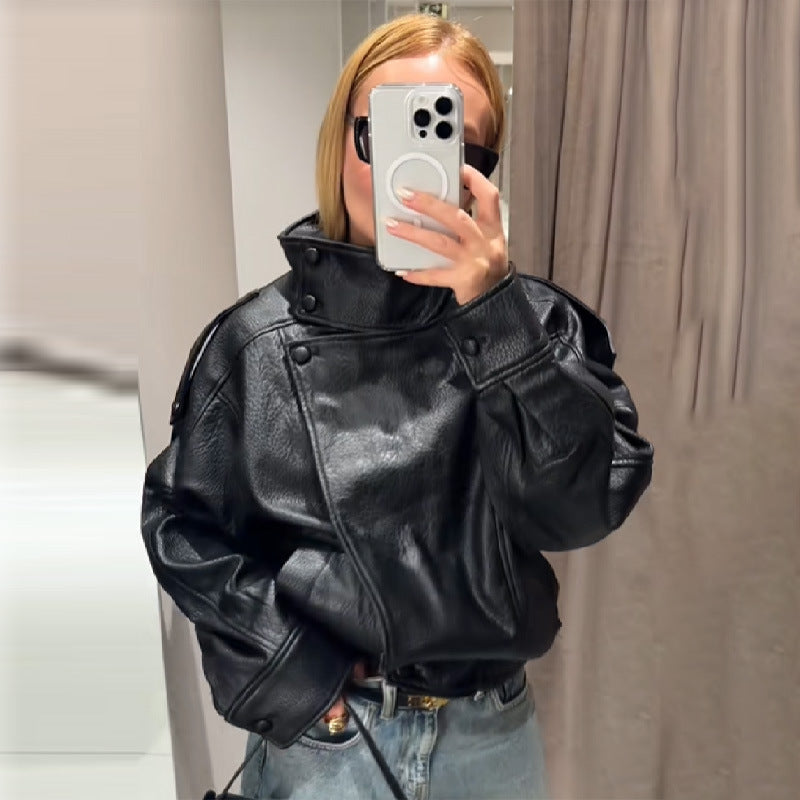 Damen elegante und voluminöse jacke mit Stehkragen R&B