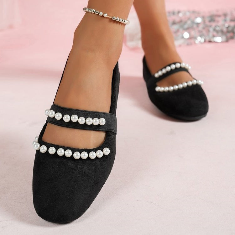 Damen Ballerinas mit modischer Perlenverzierung R&B