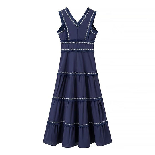 Damen Maxikleid mit elegantem V-Ausschnitt und Rüschendetails R&B
