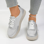 Damen Sneakers mit modischem Reißverschluss und bequemer Sohle R&B