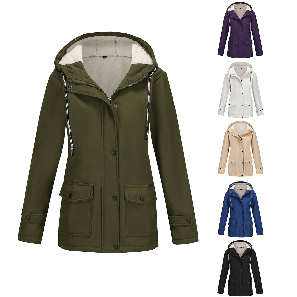 Damen nan wasserabweisender Parka mit Teddyfutter verstellbarer Kapuze und aufgesetzten Taschen R&B