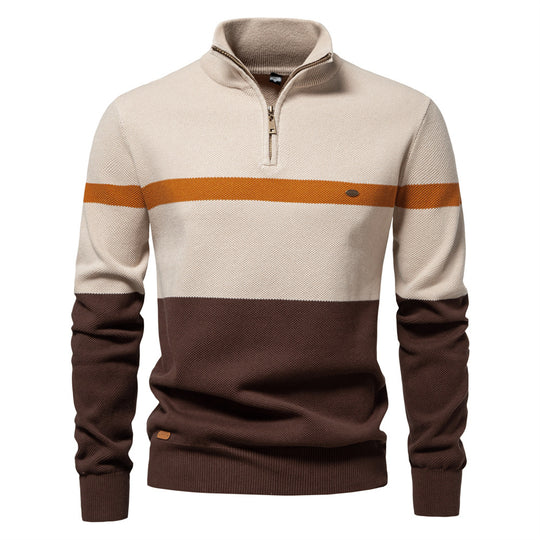 Herren Pullover mit Stehkragen und Zipper R&B