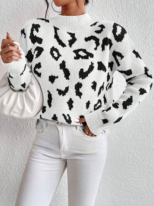 Damen modischer Pullover mit auffälligem Tiermuster und bequemer Passform R&B