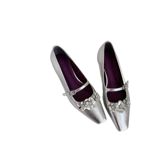 Damen Ballerinas mit floralen Applikationen und glanzvoller Oberfläche R&B