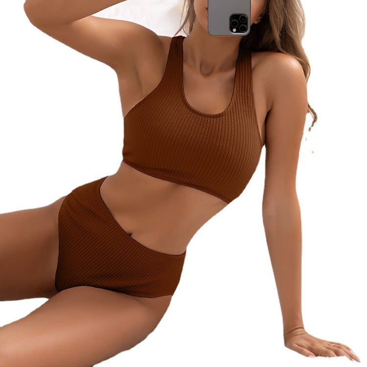 Damen Sport-Bikini Set mit hohem Bund und Racerback R&B