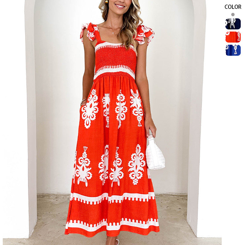 Damen Maxikleid mit floralen Stickereien und Rüschendetails R&B