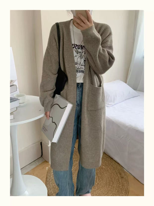 Damen Weicher Strickmantel mit großzügigen Taschen und weitem Schnitt R&B