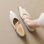 Damen Ballerinas mit modischem Riemchen und eleganter Metallspitze