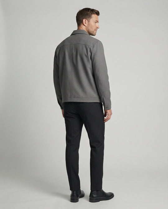 Herren kurze minimalistische Reißverschlussjacke mit Hemdkragen und kastiger Silhouette R&B