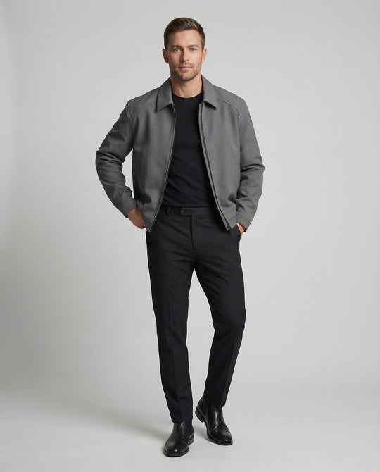 Herren kurze minimalistische Reißverschlussjacke mit Hemdkragen und kastiger Silhouette R&B