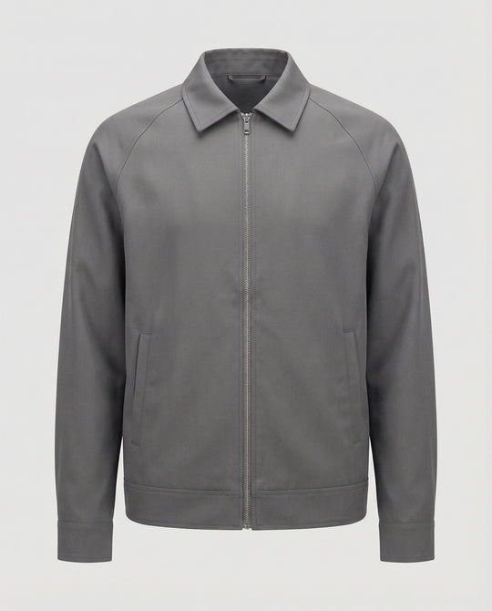 Herren kurze minimalistische Reißverschlussjacke mit Hemdkragen und kastiger Silhouette R&B