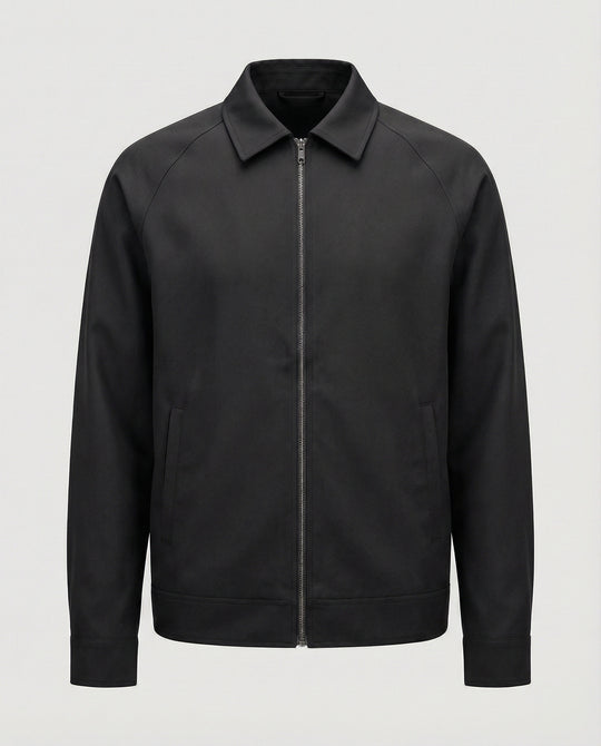 Herren kurze minimalistische Reißverschlussjacke mit Hemdkragen und kastiger Silhouette R&B