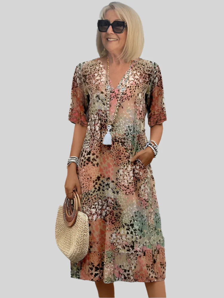 Damen Sommerliches Maxikleid mit floralem Design und praktischen Taschen R&B
