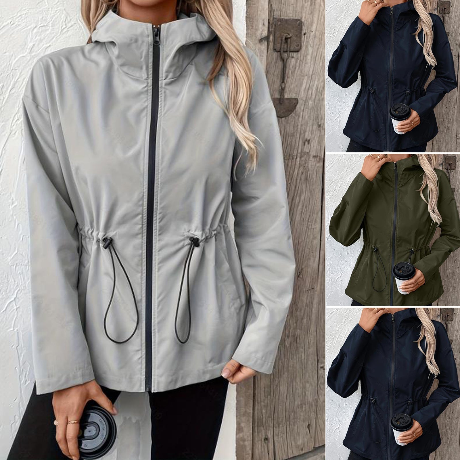 Damen knielange Funktionsjacke mit verstellbarem Bund R&B