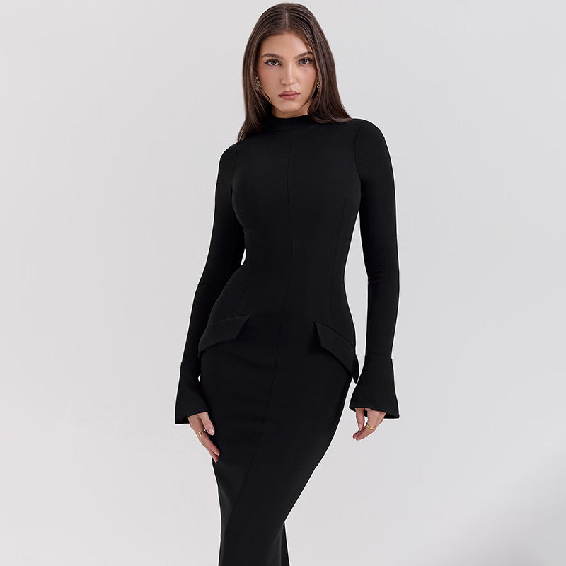 Damen Elegantes und figurbetontes Langarmkleid mit modernem Design R&B