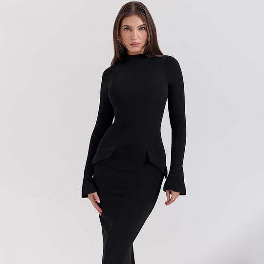 Damen Elegantes und figurbetontes Langarmkleid mit modernem Design R&B