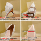 Damen elegante Slingback-Pumps mit funkelndem Schmuckdetail