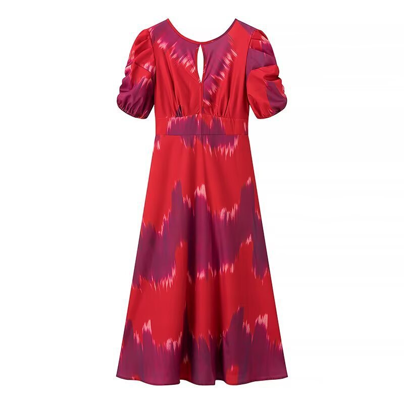 Damen Maxikleid mit eleganter Raffung und modernen Puffärmeln R&B