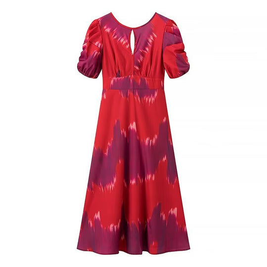 Damen Maxikleid mit eleganter Raffung und modernen Puffärmeln R&B