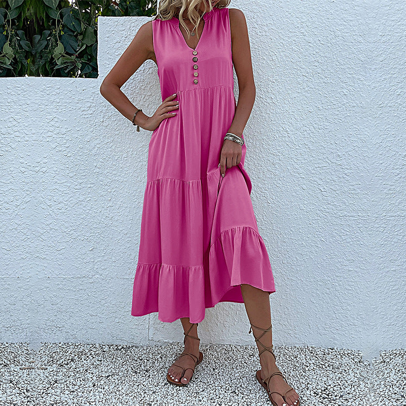 R&B | Ärmelloses lockeres einfarbiges Kleid