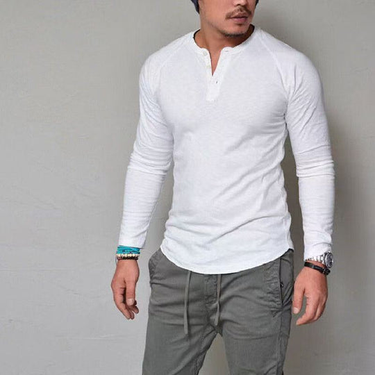 Herren Langarmshirt mit Knopfleiste und bequemem Schnitt R&B
