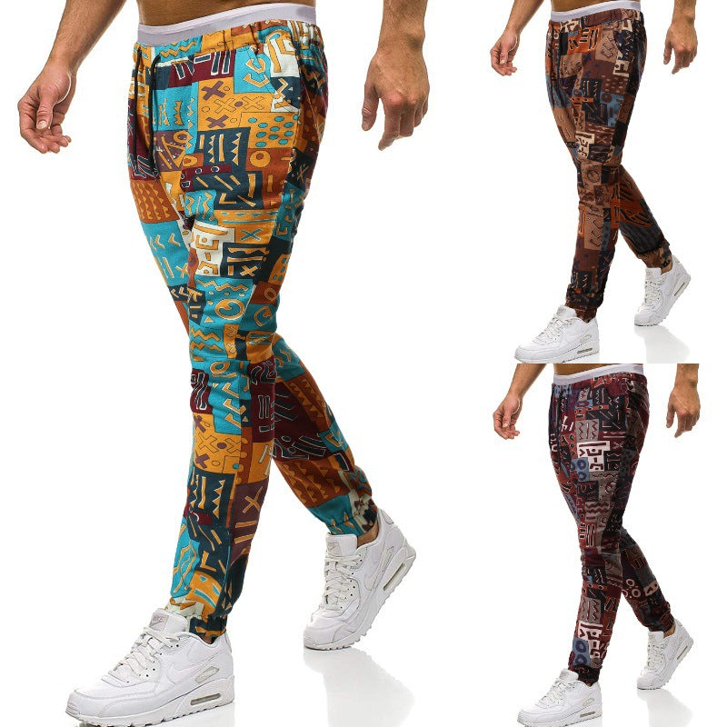 Herren Cargohose mit urbanem Print und elastischem Bund