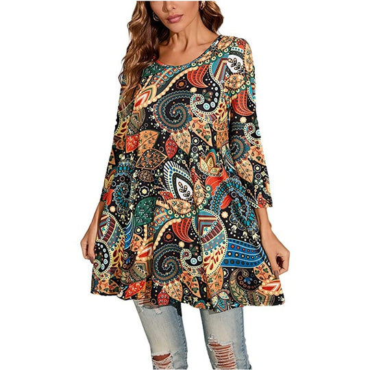 Damen Tunika mit einzigartigem Mandala-Druck R&B